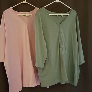 2 mid sleeve 100% cotton t shirts.